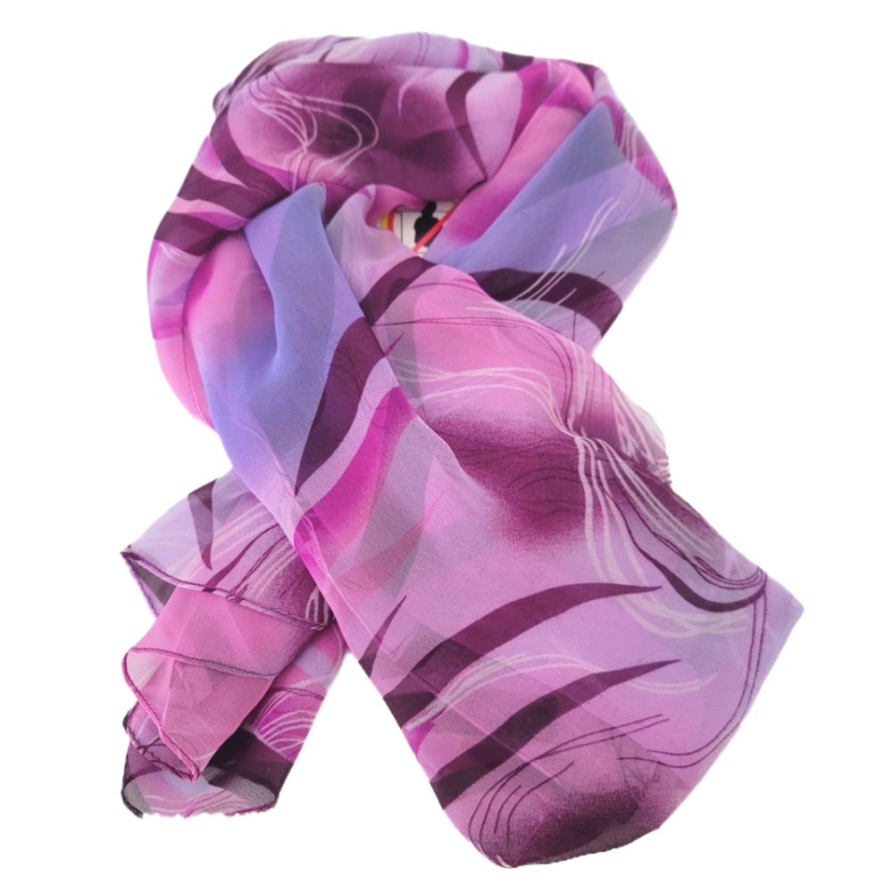 Ladies Scarf Purple Multi Color Swirl Sheer - Picture 2 of 4